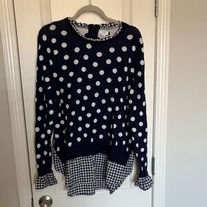 Crown & Ivy Navy Polka Dot Sweater